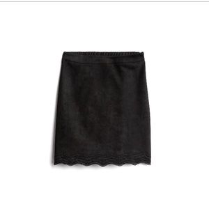 Dunia Crochet Trim Faux Suede Skirt